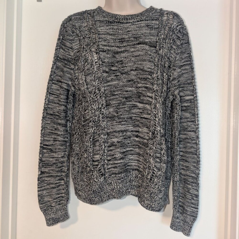 360 Cashmere sweater red zipper grey blend open knit size med